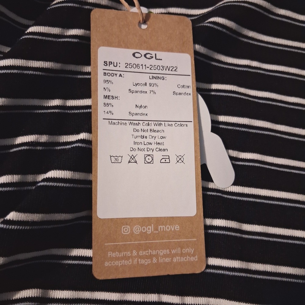 NWT OGL Striped Spaghetti Bra Top M & Low Rise Midi Skirt S Black/Grey/White - Picture 7 of 13